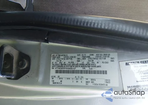 2012 Ford E-250 Commercial from USA, damaged, VIN 1FTNE2EW1CDA50127